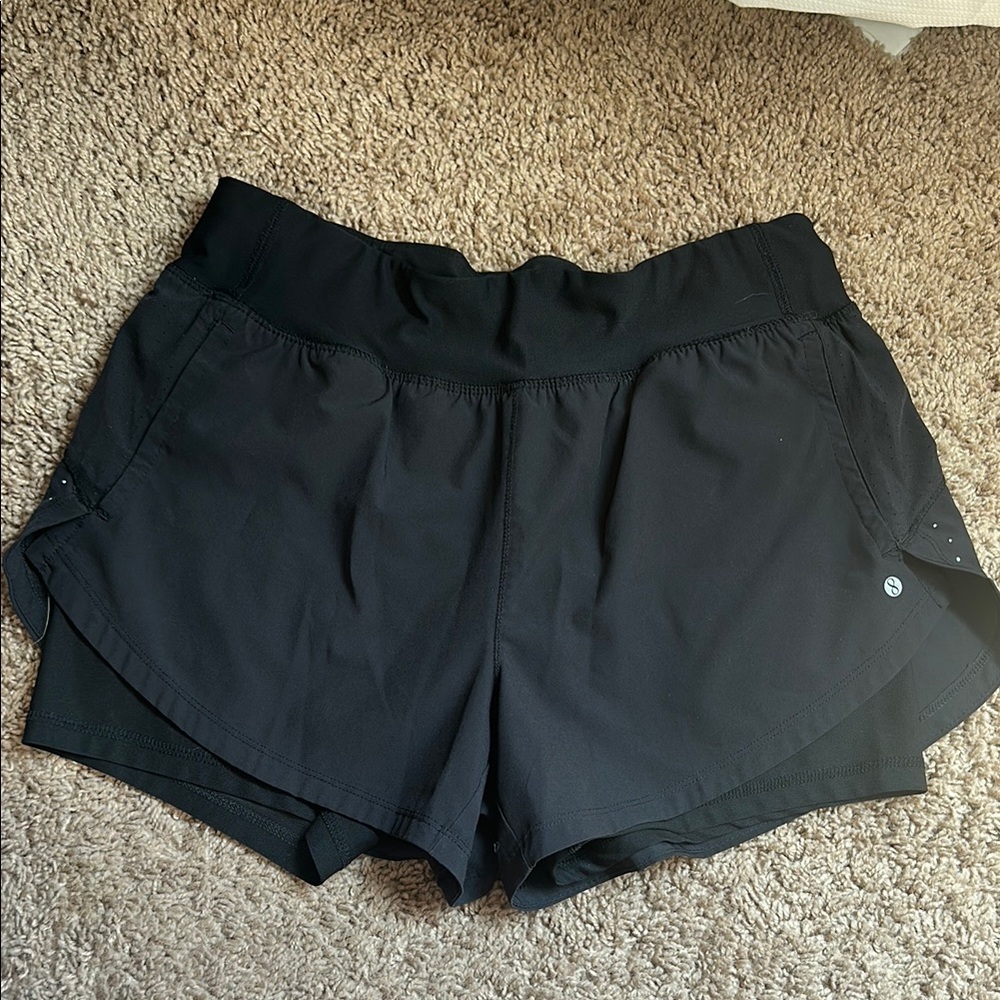 Black Athletic Shorts with Double-Layer Design